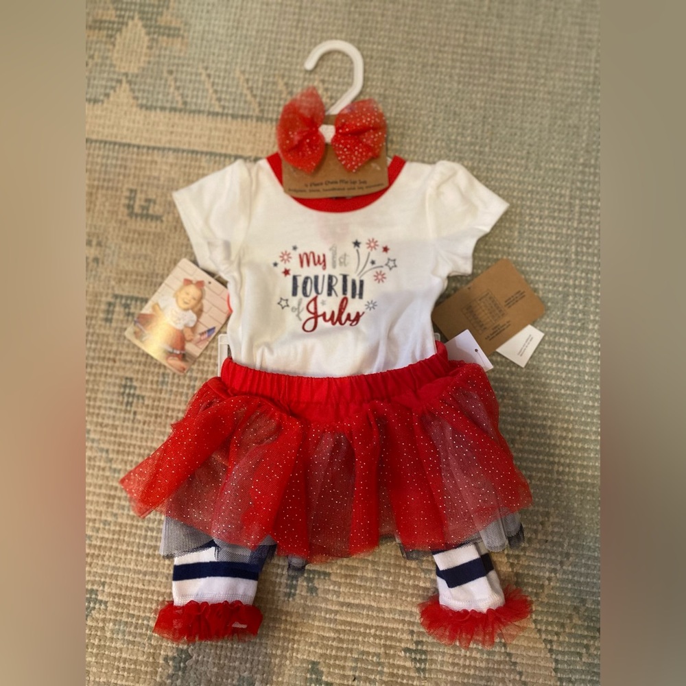 Baby Essentials 4th of July Baby Girl Outfit (4 pieces)